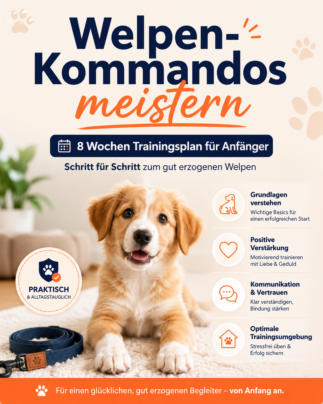 Welpen-Kommandos meistern: 8 Wochen Trainingsplan für Anfänger